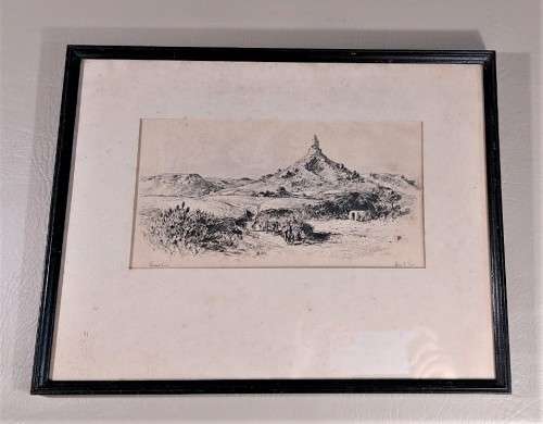 LISTED ARTIST CHARLES ERNEST PEERS! (1875-1944) PENCIL SKETCH OF A BASUTOLAND LANDSCAPE
