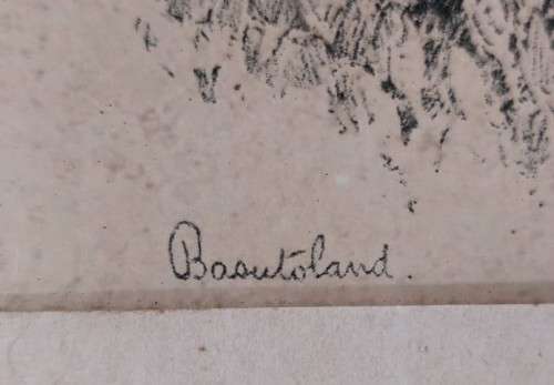 LISTED ARTIST CHARLES ERNEST PEERS! (1875-1944) PENCIL SKETCH OF A BASUTOLAND LANDSCAPE