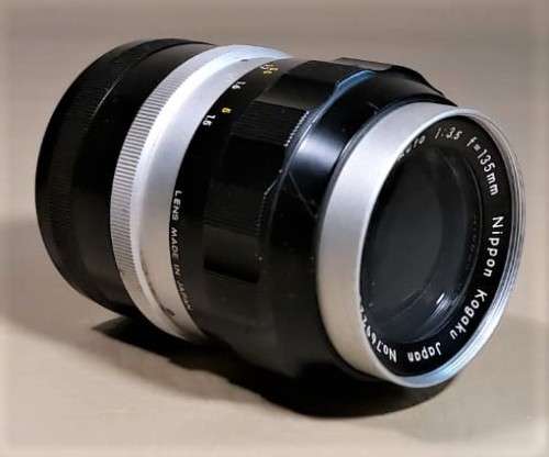 NIKKOR-Q AUTO F - 135MM 1:3,5 LENS SERIAL NO 769220 NIPPON KOGADU JAPAN 1963