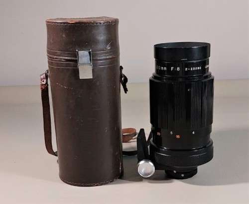 VINTAGE 1960S SIGMA 500MM F:8 TELEPHOTO LENS MADE IN JAPAN WITH ORIGINAL LEATHER CASE