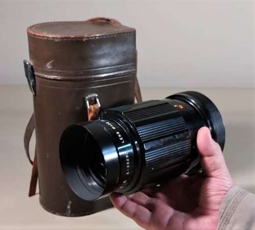 VINTAGE 1960S SIGMA 500MM F:8 TELEPHOTO LENS MADE IN JAPAN WITH ORIGINAL LEATHER CASE