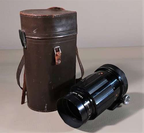 VINTAGE 1960S SIGMA 500MM F:8 TELEPHOTO LENS MADE IN JAPAN WITH ORIGINAL LEATHER CASE