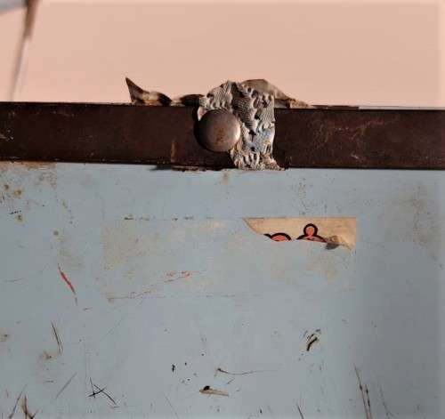 VINTAGE 1950S TRI-ANG DOLL PRAM IN A CYAN BLUE - NO HOOD BUT SUSPENSION OK AND WHEELS TURNS FREELY