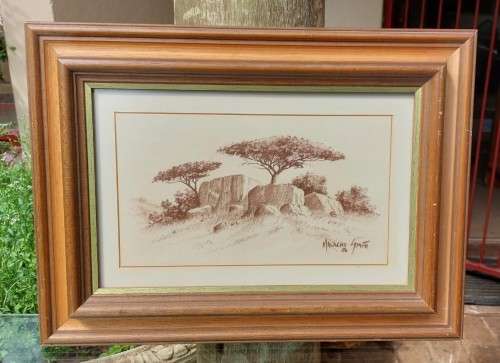 MALACHI SMITH!! (1948-2012) SA GRANDMASTER ORIGINAL SKETCH OF AN ROCKY OUTCROP SIGNED BY ARTIST 1986