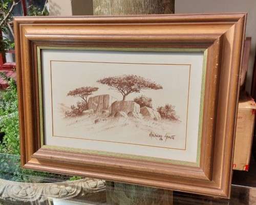 MALACHI SMITH!! (1948-2012) SA GRANDMASTER ORIGINAL SKETCH OF AN ROCKY OUTCROP SIGNED BY ARTIST 1986