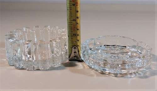 TWO VINTAGE CHRYSTAL CUT ASHTRAYS
