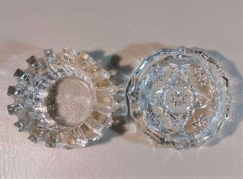 TWO VINTAGE CHRYSTAL CUT ASHTRAYS