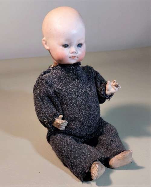 VERY RARE ANTIQUE 1920S HERMANN STEINER BYE LO BABY BISQUE DOLL MARKED GERMANY HS 245