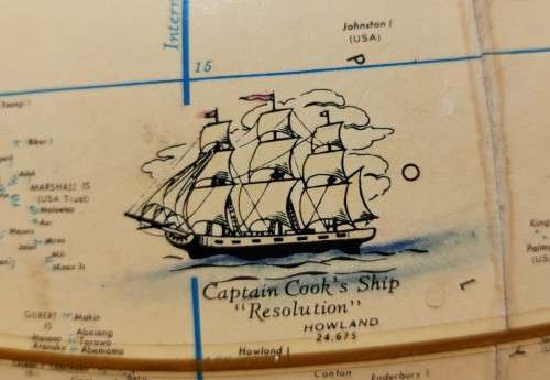 RAND MCNALLYS HISTORICAL SHIPS GLOBE FROM THE 1970S - RARE LARGE 30CM DIAMETER GLOBE MADE IN THE USA