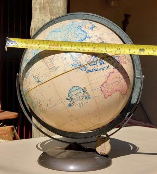 RAND MCNALLYS HISTORICAL SHIPS GLOBE FROM THE 1970S - RARE LARGE 30CM DIAMETER GLOBE MADE IN THE USA
