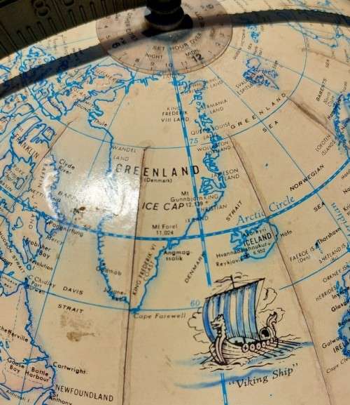 RAND MCNALLYS HISTORICAL SHIPS GLOBE FROM THE 1970S - RARE LARGE 30CM DIAMETER GLOBE MADE IN THE USA