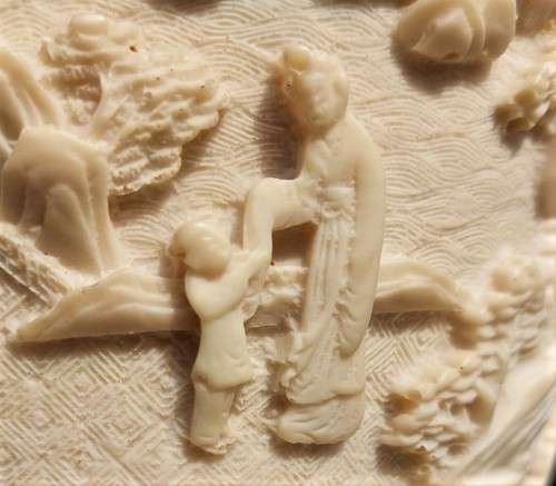 CHINESE INSPIRED RESIN MARBLE COMPOSITE CHINOISERIE VASE MADE IN ITALY