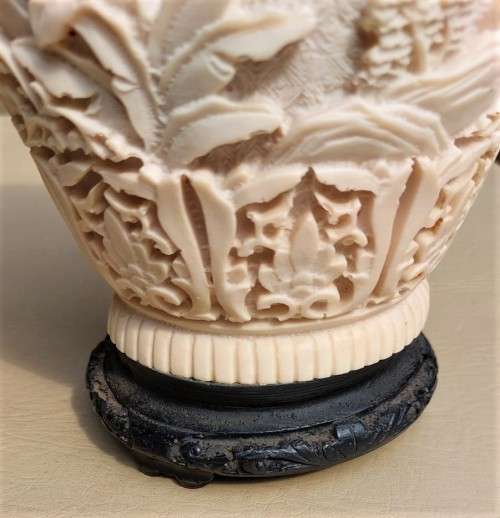 CHINESE INSPIRED RESIN MARBLE COMPOSITE CHINOISERIE VASE MADE IN ITALY
