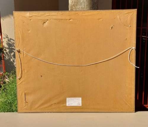 VINTAGE EUCALYPTUS TREES ORIGINAL OIL ON CANVAS PAINTING BY RELINE PRETORIUS LARGE 70CM W 60CM H