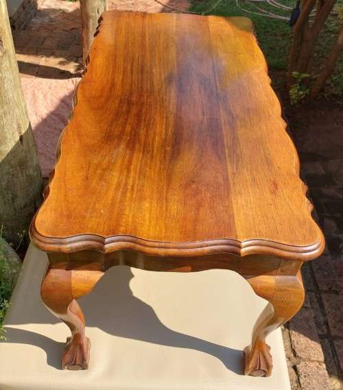AWESOME TEAK BALL AND CLAW FEET COFFEE TABLE - 90CM WIDE 43CM DEEP 38CM HIGH
