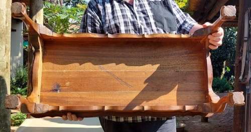 AWESOME TEAK BALL AND CLAW FEET COFFEE TABLE - 90CM WIDE 43CM DEEP 38CM HIGH