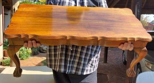 AWESOME TEAK BALL AND CLAW FEET COFFEE TABLE - 90CM WIDE 43CM DEEP 38CM HIGH