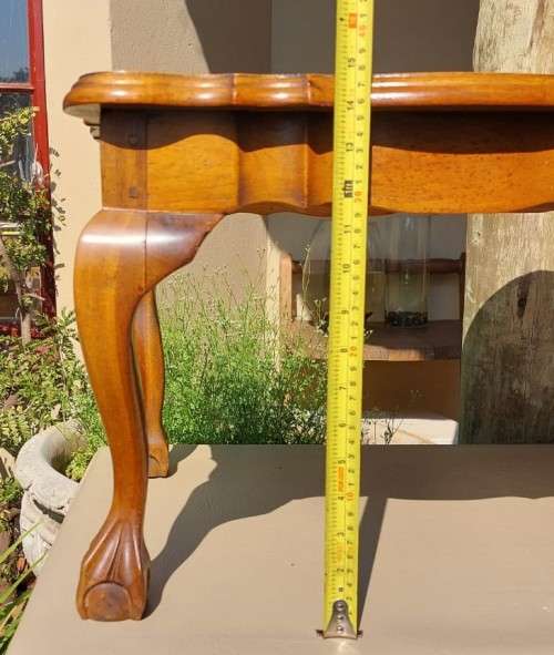 AWESOME TEAK BALL AND CLAW FEET COFFEE TABLE - 90CM WIDE 43CM DEEP 38CM HIGH