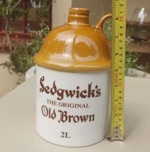 SEDGWICKS THE ORIGINAL OLD BROWN SHERRY 2L CERAMIC JUG 22CM HIGH WITH HANDLE