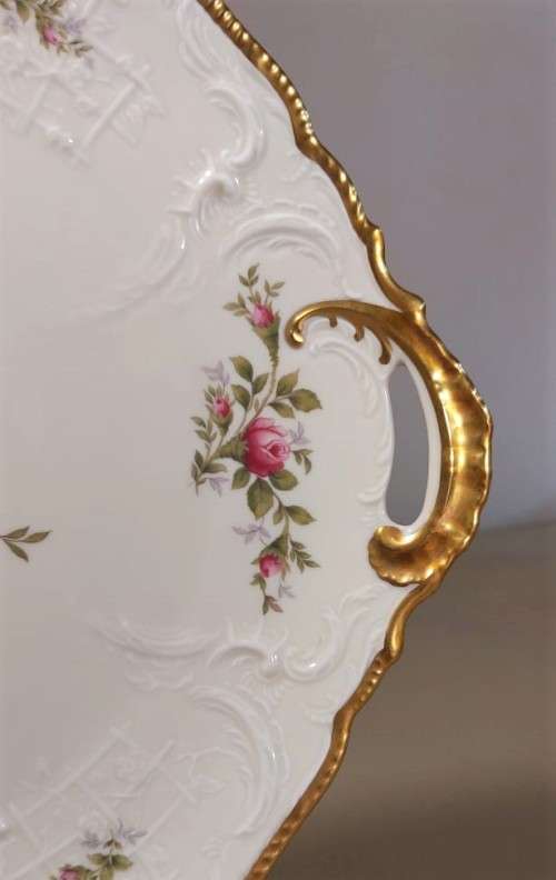 RARE 1940S ROSENTHAL SELB GERMANY SANSSOUCI PLATE WITH TWO HANDLES LARGE 32CM WIDE