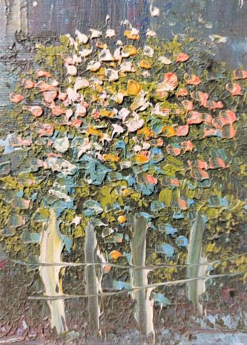 ORIGINAL ROSSINI ITALIAN COASTAL VILLA WITH SAILBOATS OIL ON BOARD LARGE 72CM W 62CM H