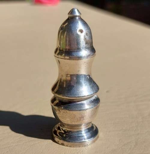 HEAVY LITTLE L.E.W. SILVERPLATED SALT AND PEPPER SHAKERS