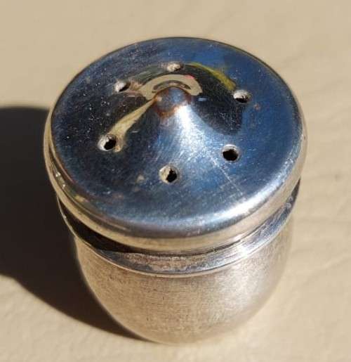 HEAVY LITTLE L.E.W. SILVERPLATED SALT AND PEPPER SHAKERS