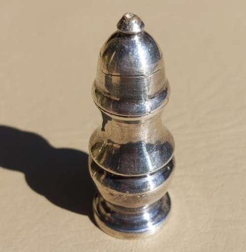 HEAVY LITTLE L.E.W. SILVERPLATED SALT AND PEPPER SHAKERS
