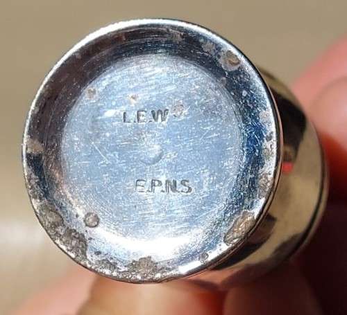 HEAVY LITTLE L.E.W. SILVERPLATED SALT AND PEPPER SHAKERS