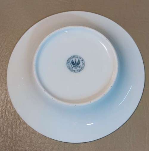 AMAZING 170 YEAR OLD GERMAN KPM CUP AND SAUCER WITH RARE EAGLE AND SCEPTER MARK IN SHADES OF GREEN