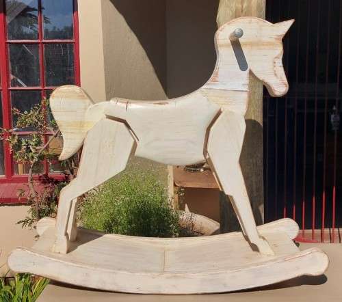 VINTAGE WOODEN ROCKING HORSE LARGE 80CM HIGH 90CM WIDE