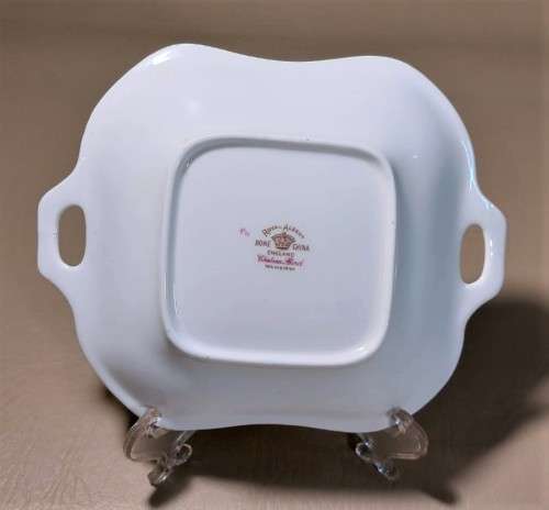 ROYAL ALBERT VINTAGE 1940S SQUARE SHAPED CHELSEA BIRD PATTERN SWEET DISH WITH PIERCED HANDLES