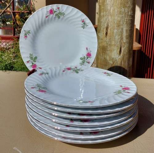 A LARGE 18 PIECE RICHWOOD PORCELAIN DINNER SET WITH RED ROSES PATTERN GOOD CONDITION