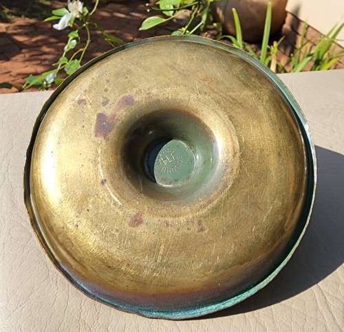 BRONZE ASHTRAY WITH GOAT BY HF (HOLGER FRIDERICAS) ILDFAST (DENMARK) 1930S WITH BLUE PATINA VISIBLE