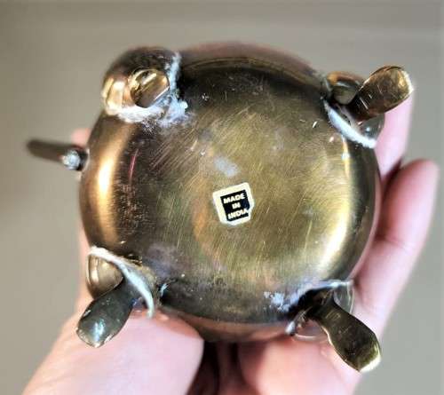 BEAUTIFUL INDIAN MADE BRASS SUGAR POT AND CREAMER ON TRAY