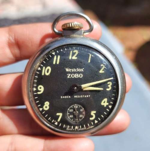 VINTAGE 1950S WESTCLOX ZOBO POCKET WATCH  STILL WORKING