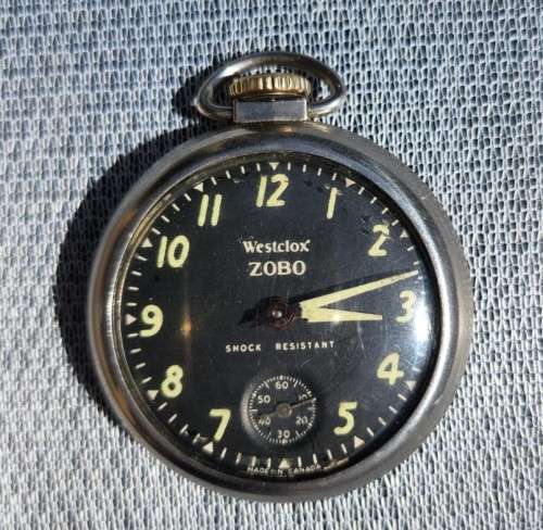 VINTAGE 1950S WESTCLOX ZOBO POCKET WATCH  STILL WORKING