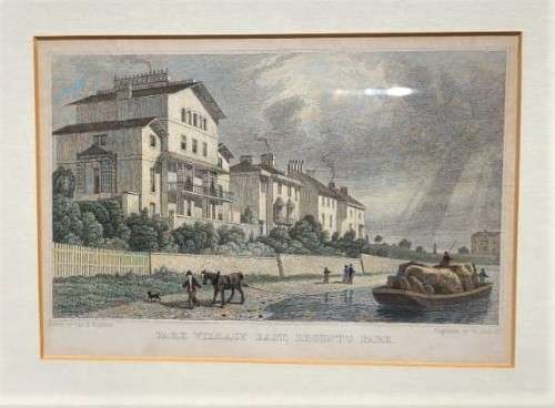 ANTIQUE 1820S SHEPHERD DESIGN AND RADCLIFF ENGRAVED PRINT WITH SOME HAND COLOURING  PARK VILLAGE