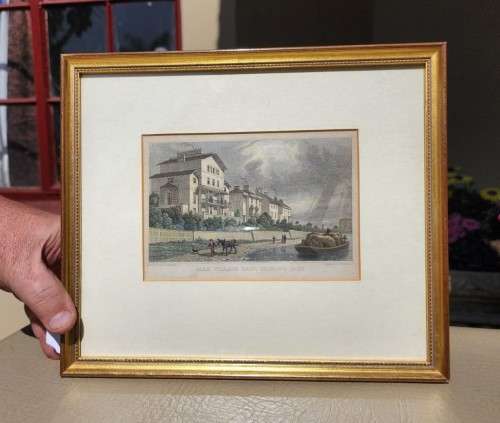 ANTIQUE 1820S SHEPHERD DESIGN AND RADCLIFF ENGRAVED PRINT WITH SOME HAND COLOURING  PARK VILLAGE