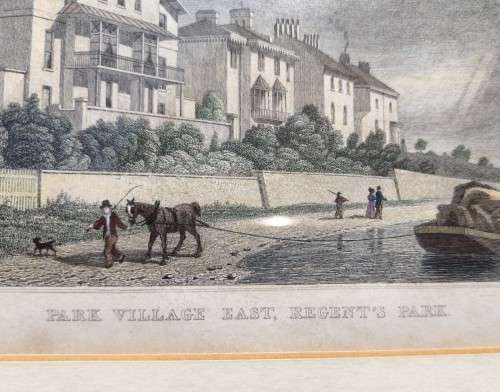 ANTIQUE 1820S SHEPHERD DESIGN AND RADCLIFF ENGRAVED PRINT WITH SOME HAND COLOURING  PARK VILLAGE