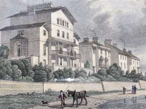 ANTIQUE 1820S SHEPHERD DESIGN AND RADCLIFF ENGRAVED PRINT WITH SOME HAND COLOURING  PARK VILLAGE