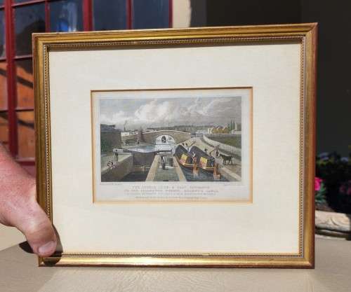 ANTIQUE 1820S SHEPHERD DESIGN AND HAVELL ENGRAVED PRINT WITH SOME HAND COLOURING  ISLINGTON TUNNEL