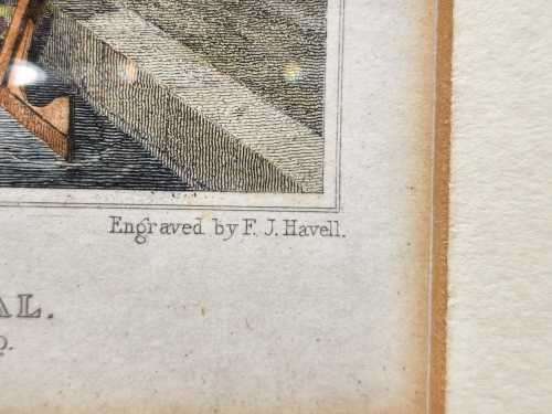 ANTIQUE 1820S SHEPHERD DESIGN AND HAVELL ENGRAVED PRINT WITH SOME HAND COLOURING  ISLINGTON TUNNEL