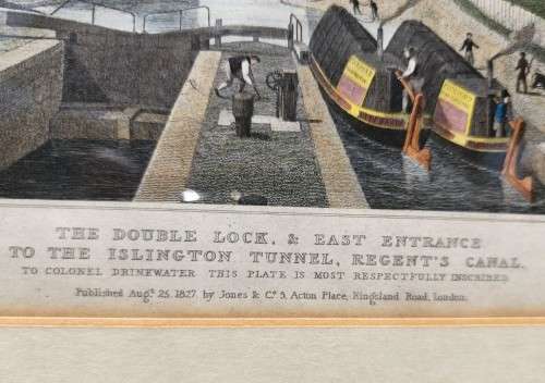 ANTIQUE 1820S SHEPHERD DESIGN AND HAVELL ENGRAVED PRINT WITH SOME HAND COLOURING  ISLINGTON TUNNEL