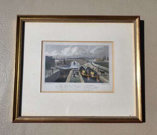 ANTIQUE 1820S SHEPHERD DESIGN AND HAVELL ENGRAVED PRINT WITH SOME HAND COLOURING  ISLINGTON TUNNEL