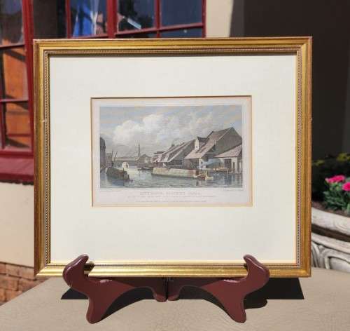 ANTIQUE 1820S SHEPHERD DESIGN AND HAVELL ENGRAVED PRINT WITH SOME HAND COLOURING  CITY BASIN REGENT