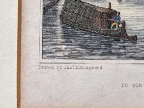 ANTIQUE 1820S SHEPHERD DESIGN AND HAVELL ENGRAVED PRINT WITH SOME HAND COLOURING  CITY BASIN REGENT