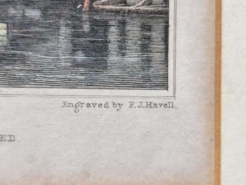 ANTIQUE 1820S SHEPHERD DESIGN AND HAVELL ENGRAVED PRINT WITH SOME HAND COLOURING  CITY BASIN REGENT