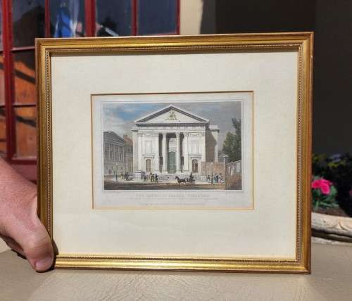 ANTIQUE 1820S SHEPHERD DESIGN AND BARBER ENGRAVED PRINT WITH SOME HAND COLOURING  CATHOLIC CHAPAL