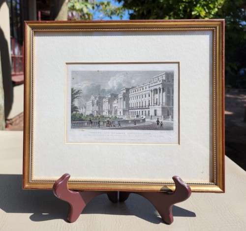 CUMBERLAND TERRACE ANTIQUE 1820S SHEPHERD DESIGN AND TINGLE ENGRAVING WITH SOME HAND COLOURING